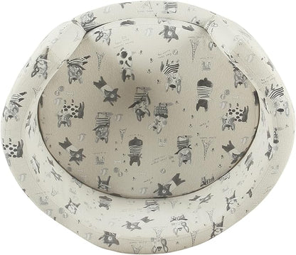 HomePop Home Decor | Upholstered Curved Pet Bed | Luxury Cat & Dog Beds & Furniture | Round Pet Bed Created with Stain Resistant Fabric, Cream and Gray, Medum