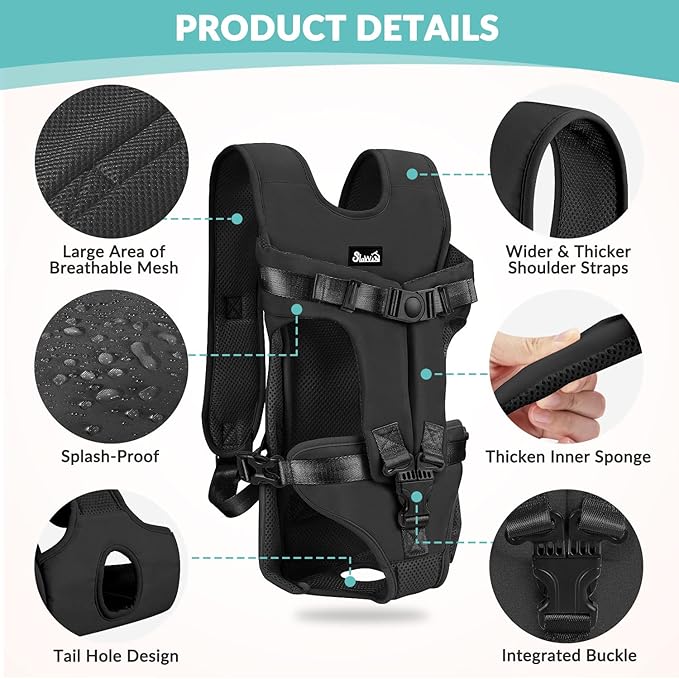 Lukovee Dog Backpack Carrier, Legs Out Easy-fit Dog Front Carrier for Small Medium Dogs, Adjustable Hands Free Dog Chest Carrier for Hiking Cycling (B,Small)