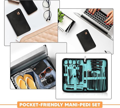 Utopia Care, Manicure Kit for Women and Men, Manicure Set with Nail Clippers or Nail Kit Includes Fingernail & Toenail Clippers, 31Pcs Pedicure Kit Stocking Stuffers with Travel Case, Black