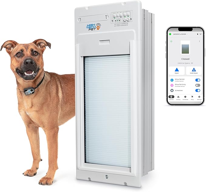 Power Pet Roll Up - Dependable Smart Dog Door, Automatic Pet Collar Operation with or Without App-High Security, Safe, Air Tight and Weatherproof, Space Saving Modern Design (Wall Mount, Medium)