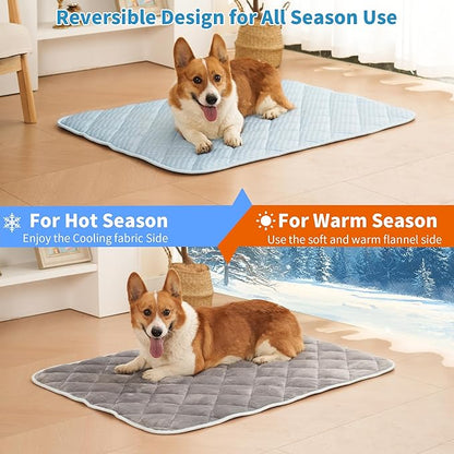Dog Cooling Mat, Washable Cooling Mat for Dog, Foldable Kennel Pet Bed, Cool Pad (Cool &Warm Surface) for All Seasons Use, Pet Pads for Cats Use in Crate (44 X 32 Inch - Extra Large -)