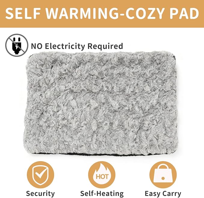 NAMOTEK Self-Warming Cat Bed Indoor/Outdoor Super Soft Self Heating Pet Mat Washable Thermal Pad for Cat & Dog 21x15.7 inch