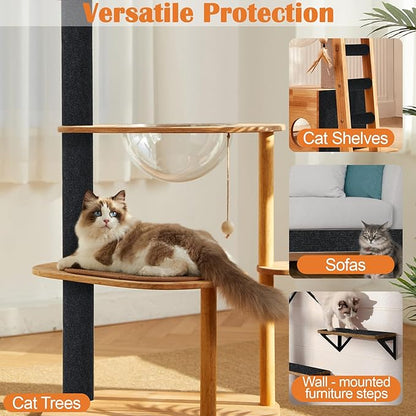 Cat Scratch Furniture Protector - 40" x 13.8" Trimmable Self-Adhesive Cats Claws Scratch Pads, DIY Cat Climbing Couch Protector for Scratch Post Cat Tree Replacement Indoor (Black)