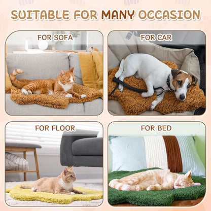 3 Pack Self Warming Pet Bed Leaf Shape Self Heating Cat Dog Mat Washable Thermal Sleeping Pad for Indoor Outdoor Hedgehog, Bunny, Sugar Glider, Rat, Chinchilla(Mixed Colors,Medium-18 x24)