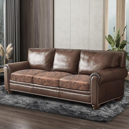 ANARACHON Leather Look Couch Cushion Covers Sofa Seat Slipcovers Sets Couches Furniture Protector for Sectional Armchair Loveseat Pets Kids Stretch Spandex Fabric (3 Cushion Sofa, Light Brown)