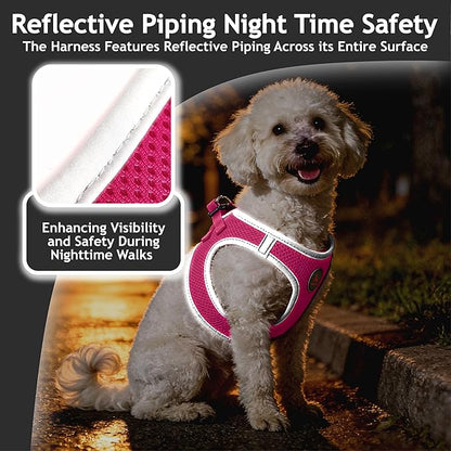 Kruz Dog Harness (Chest 13.5"-14", Weight 4–6 lbs) Athletica Adjustable Heavy Duty No Choke Puppy Vest for Small Dogs Lightweight Air Mesh, Reflective, Puppy Essentials – Raspberry Pink, X-Small