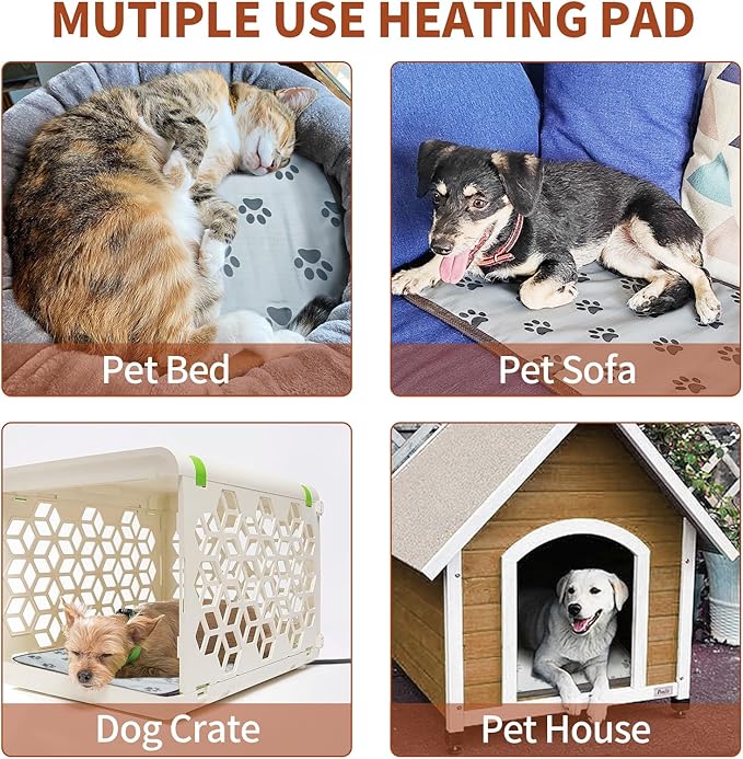 GOLOPET Dog Heating Pad 28x18in with Smart Thermostat Switch and Power Line Protection Tube,Obtained MET and UL Dual Certification,Waterproof Puppy Heating pad-Paw Print