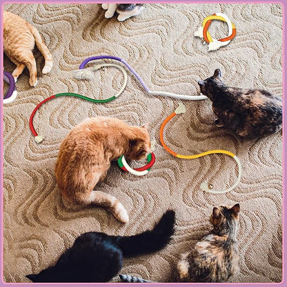 Andiker Cotton Rope Toys, 27.55Inches Color Blocking Cotton Rope Toys, Safe Cat Toys Teething Chew for Boredom and Stimulating (Orange+Yellow+Beige)