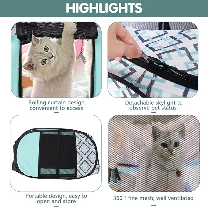 Lucky Monet Foldable Dog Playpen Enclosed Cat Puppy Playpen Indoor Pop Up Pet Animal Playpen Outdoor Kennel Cage Pen Tent for Small Medium Dog Puppy Cat Kitten Rabbit - 45" L x 45" W x 23" H