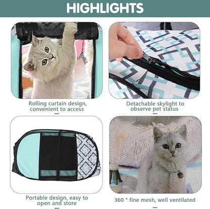 Lucky Monet Foldable Dog Playpen Enclosed Cat Puppy Playpen Indoor Pop Up Pet Animal Playpen Outdoor Kennel Cage Pen Tent for Small Medium Dog Puppy Cat Kitten Rabbit - 29" L x 29" W x 16" H