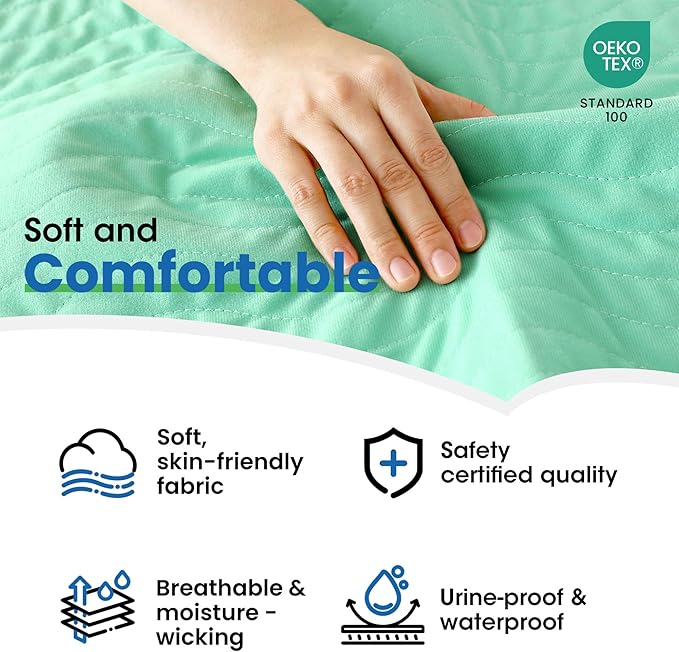 Noovirum® Chuck Pads Washable - 34"x52"(Pack of 4) - Reusable Bed Underpads for Adults - Chux Pads for Incontinence - Heavy Absorbency Waterproof Mattress Protector for Elderly, Bedwetting, Postpartum