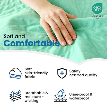 Noovirum® Reusable Incontinence Bed Pads, Washable Waterproof Underpads - Heavy Absorbent Pee Pads for Adults, Elderly, Kids, Dog & Pet Training - Mattress & Furniture (Green, 4 Pack - 18x24)