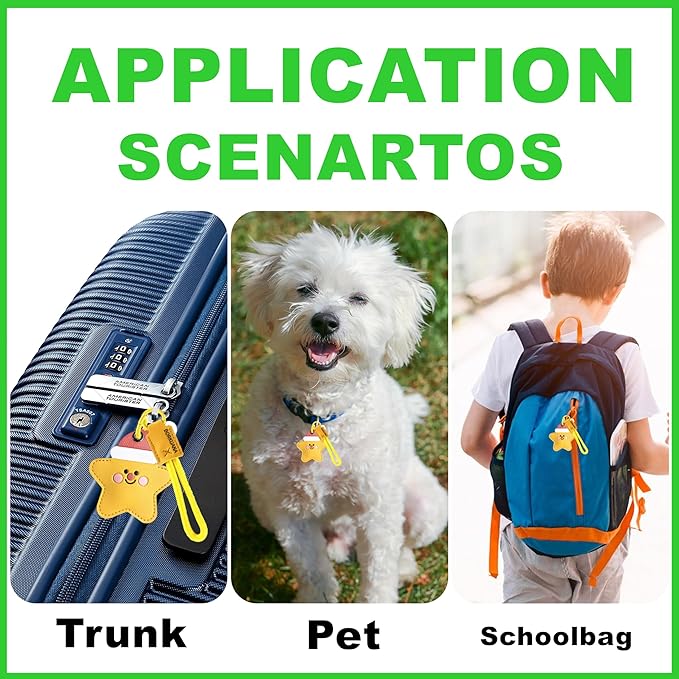 Leather Keychain Holder Case Compatible with AirTag,Cute Protective Cover with Keyring and Lanyard,Anti-Scratch Finder GPS Tracker Case for Wallet Keys,Bag,Pets,Backpack(L)