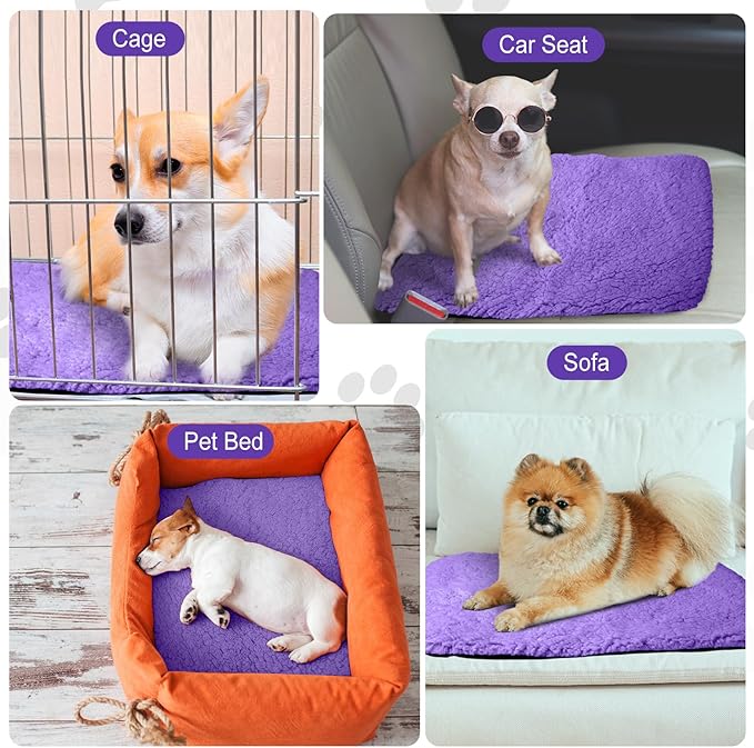 Drydiet 4 Pack Self Warming Cat Pads Self Heating Cat Mat Washable Homeless Dogs Thermal Pads Kennel Pad Reflects Body Heat Warm Crate Bed Mat for Indoor Outdoor Pet(Purple,16 x 20 Inch)