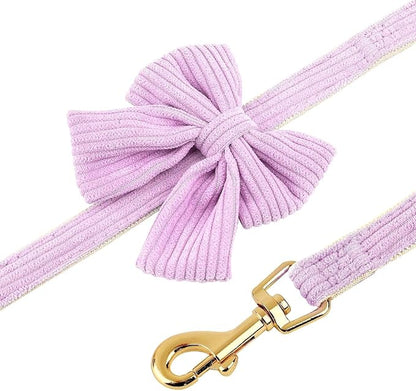 Didog Cute Small Dog Harness Collar and Leash Set with Bowtie, Breathable Soft Mesh Padded Puppy Harness, Dog Harness for Small Dogs Daily Walks Parties, Holiday Gatherings & Gifts, Purple, M