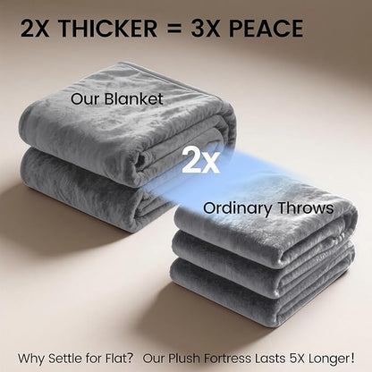 gogobunny Waterproof Blanket for Bed Couch Sofa, Liquid Pee and Fur Proof Pet Blanket for Dog Puppy Cat, Reversible Sherpa Fleece Throw Blanket Furniture Cover Protector (Grey, 50x60 inches)