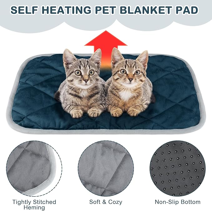 8 Pack Self Heating Cat Mat Self Warming Cat Bed Extra Warm Thermal Pet Bed Mat Reflects Body Heat Washable Dog Crate Pad for Indoor Outdoor Pets(Gray, Blue,16 x 20 Inch)