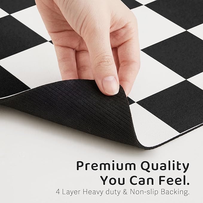 Ralxion Checkered Dog Feeding Mat, Absorbent Mats for Dog Food and Water Bowl, Dispenser, Feeder, Retro Aesthetic Black Checkerboard Pet Placemat for Dogs, Cats, Puppy Accessories, 16" X 24”