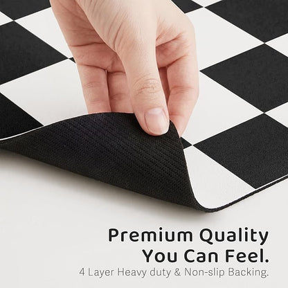 Ralxion Checkered Dog Feeding Mat, Absorbent Mats for Dog Food and Water Bowl, Dispenser, Feeder, Retro Aesthetic Black Checkerboard Pet Placemat for Dogs, Cats, Puppy Accessories, 16" X 24”