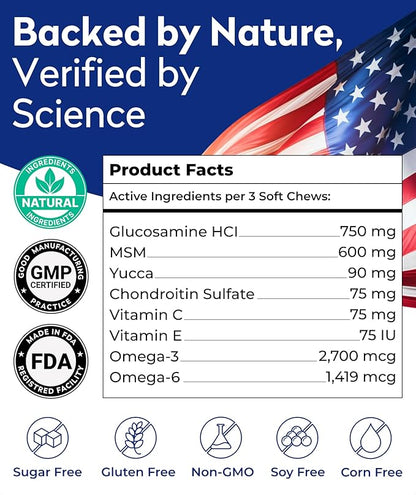 PAWFECTCHEW Advanced Hip & Joint Glucosamine Supplement for Dogs - Treats for Picky Eaters w/Chondroitin, MSM, Omega-3 - Joint Pain Relief - Chicken Liver - 180 Ct - Made in USA