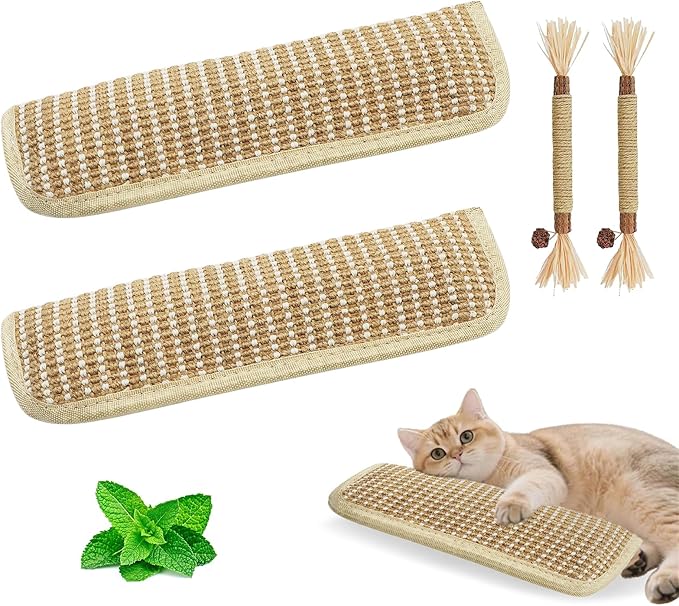 2 Pack 11.2 inch Sisal Pillow Catnip Toy for Cats with Silvervine Sticks, Cat Toys with A+ Organic Catnip Interactive Kicker Toy Scratch-Resistant Safe Chew Toy Teeth Cleaning for Indoor