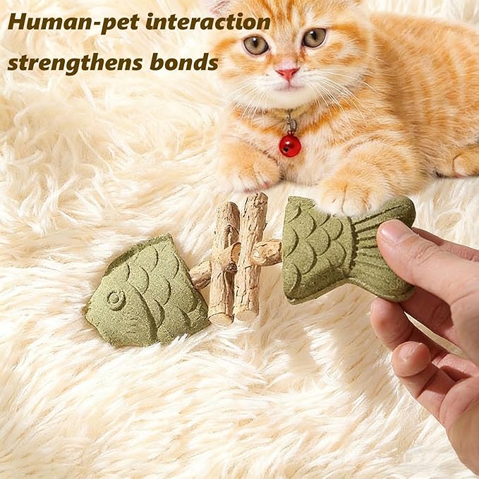Purrident - Fix Cat Dental Health, Natural Dental Chew for Cats, Fishbone Shape Cat Teething Toy with Catnip, Durable Feline Tooth Care Tool for Indoor & Adult Cats (3PCS-A)