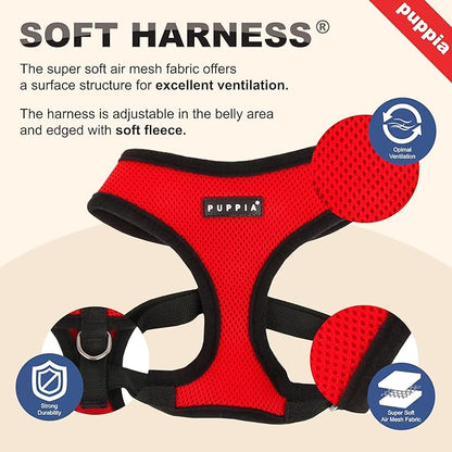 Puppia Soft Dog Harness No Choke Over-The-Head Triple Layered Breathable Mesh Adjustable Chest Belt and Quick-Release Buckle, Camouflage, X-Small