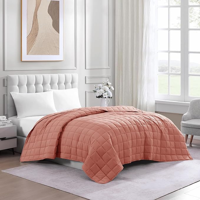 Casa Platino Pre-Washed King Size Blanket - Quilted Blankets - Soft & Lightweight - All Season - 100% Microfiber Down Alternative Blanket - Rose Dawn