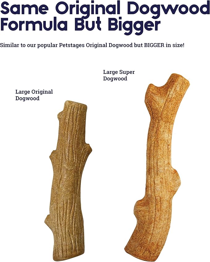 Pupstages Super Dogwood Dog Chew Toy – Real-Wood Blend, Natural Wood Flavor & Texture, Moderate Chewers, Medium, 9.5"