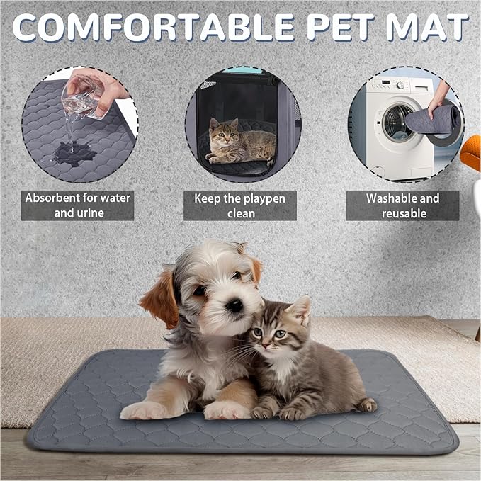Pet Dog Cat Playpen with Waterproof Pad,Portable Puppy Kitten Rabbit Crate and Other Small Animals Kennel Cage Tent for Indoor Outdoor Travel Camping,Water-Resistant Breathable Shade Cover (Green S)
