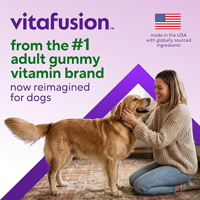 VitaFusion for Dogs Superfood Multivitamin – Daily Immune, Skin & Bone Support with Vitamins A, D & E + Antioxidant Superfoods – Vet Formulated Wellness for Puppies to Senior Dogs, 120 Chews.