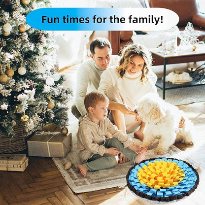 Snuffle Mat for Dogs, Large Dog Snuffle Mat 19'' x 19'' Enrichment Interactive Dog Puzzle Toys for Dogs Cats Encourage Natural Foraging Skills and Olfactory Training Stress Relievers Blue-Yellow
