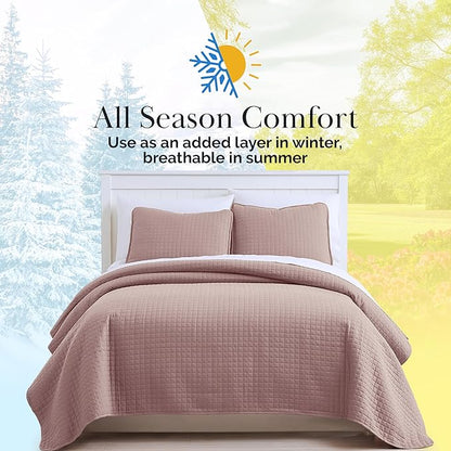 Southshore Fine Living, Inc. Full/Queen Quilt Set, Full Size Quilts with 2 Matching Pillow Shams, Lightweight Quilt Coverlet, Lightweight, Easy Care Machine Washable Queen Size Bedspread, Lavender