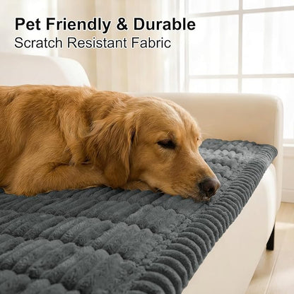 Smiry Couch Cover for Dogs Washable, Non Slip Fuzzy Pet Couch Covers for 3 Cushion Sofa Pet Friendly, Thick Soft Sofa Slipcovers Cushion Protector (Dark Grey, 27.6" x 47")
