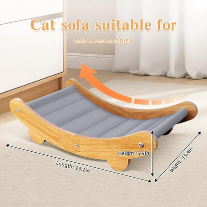 Cooling Cat Bed Hammock,Cats Cooling Mat, Comfort Gel Pet Pad, Indoor Elevated Cat Beds Chair, Curved Design, Pet Mat, Pet Furniture Couch, Wear-Resistant PVC Waterproof Fabric（Grey）