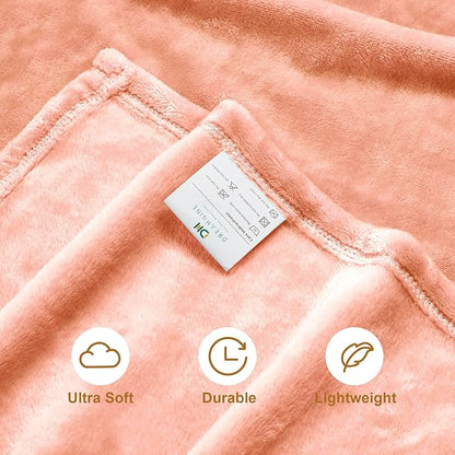 DREAMNINE Pack of 10 Fuzzy Soft Fleece Throw Blanket for Couch Sofa 50" x 60", Decorative Solid Lightweight Velvet Blankets for Chair, Cozy Accent Shaggy Plush Flannel Blanket for Bedroom, Peach