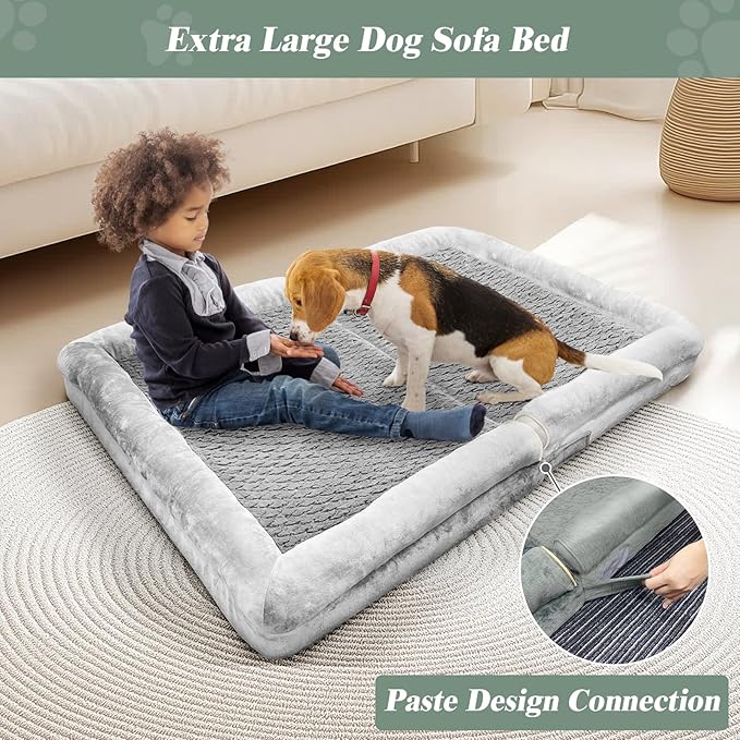 Orthopedic Dog Bed, Extra Large with Memory Foam, Waterproof & Washable Cover (36 in, Grey)
