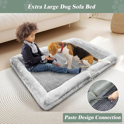 Orthopedic Dog Bed, Extra Large with Memory Foam, Waterproof & Washable Cover (36 in, Grey)