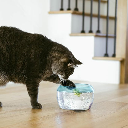 Catstages Meow-smerizing Fish Bowl for Cats with Two Water Cat Toys, Electronic Swimming Fish and Floating Turtle Included, Blue