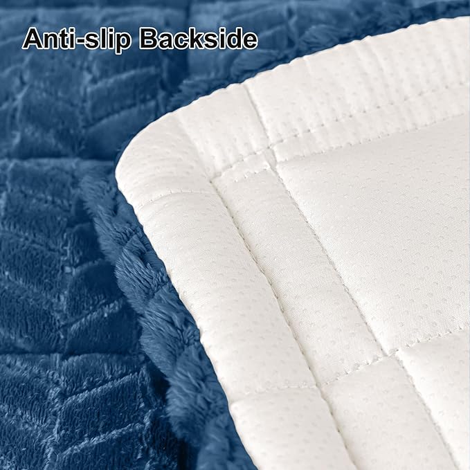 Smiry Non Slip Couch Covers for Dogs, Fuzzy Pet Couch Covers for 3 Cushion Sofa Pet Friendly, Soft Sofa Slipcovers Cushion Furniture Protector Washable (Navy Blue, 27.6" x 88")