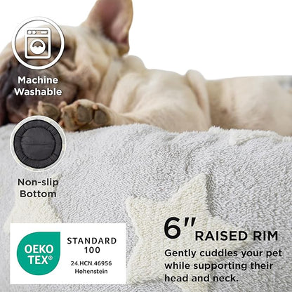 LE SURE Donut Small Dog Bed - Round Cat Sofa for Indoor Cats Anti-Anxiety Bed Gift for Pets, Washable Cute Modern Beds with Jacquard Shaggy Plush & Anti Slip Bottom, 20 Inch, Christmas Grey
