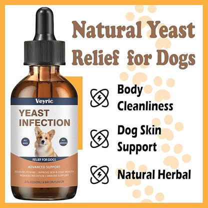 Natural Yeast Relief for Dogs – Supports Skin & Coat Comfort, Ears & Paw Cleanliness – Dog Skin & Coat Support, 60ml (1pc)