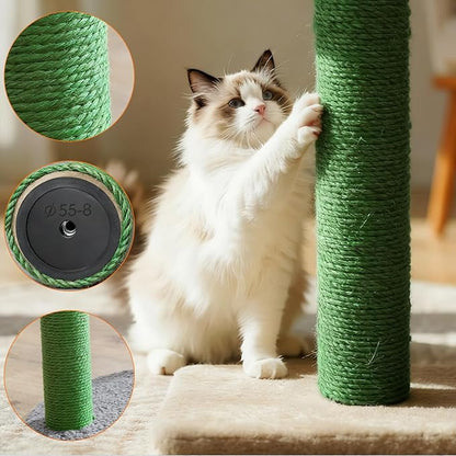 4 Pack Cat Scratching Post Replacement, 11.8 x 2.7 Inch Sisal Poles with M8 Screws, Refill Parts for Indoor Cat Towers and Furniture Repair-Green