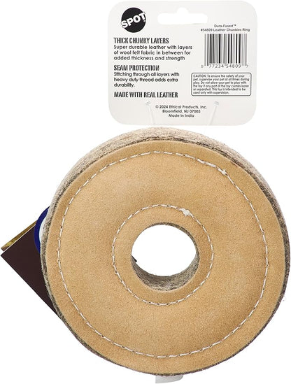 SPOT Dura-Fused Chunkies Ring Dog Toy, Natural Leather and Felt, Durable Chew Toy for Aggressive Chewers, No Squeak or Fluff, for Adult Dogs and Teething Puppies, 6 in
