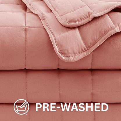 Casa Platino Bed Blanket Twin Size - Pre-Washed Quilted - Soft & Lightweight - All Season - Premium Microfiber Down Alternative Blankets - Rose Dawn