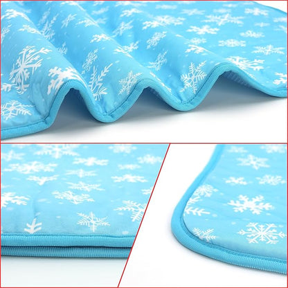 NACOCO Summer Pet Cooling Mat - Cat Dog Cushion Pad Sleeping Cool Snowflake Comfortable Soft for Pets Kids and Adults (Blue Snowflake, L)