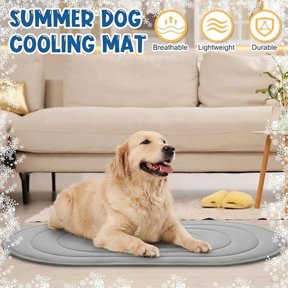 4 Pack 35" x 19" Cooling Mats for Pet Dog with Storage Bags - Reversible Ice Silk & Velvet Pad Washable Summer Comfort for Crate, Bed, Sofa, Car, and Outdoor Use