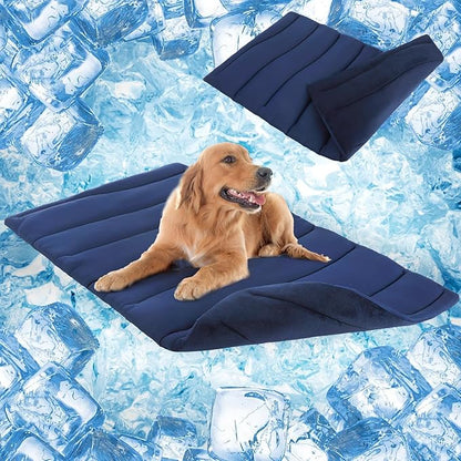 SCENEREAL Dog Cooling Mat for Crate, Thicken Self-Cooling Dog Pad Reversible (Cool & Warm), 59"x40" Pet Cool Bed for M Large XL Dogs,Kennel Sofa Mats Machine Washable, Durable Non-Toxic Gel, Outdoor