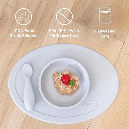 ezpz Tiny Bowl (Sage) - 6 Months+ - 100% Silicone Suction Placemat + Bowl for Infants - Fits All Highchair Trays - Baby-Led Weaning Supplies