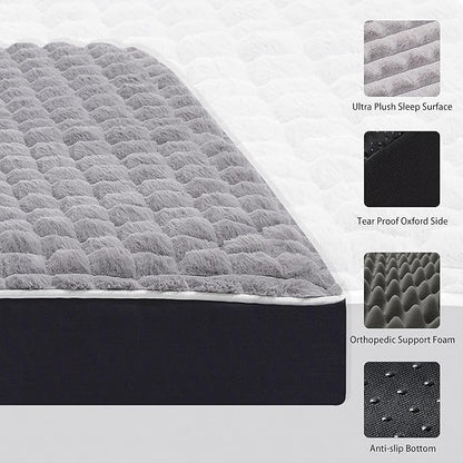 Dog Bed, Waterproof Orthopedic Dog Beds for Large/Medium/Small Dogs, Dog Crate Pad with Removable Washable Pet Mat Cover, Non-Slip Bottom (M(30''x20''x3''), Grey Side)